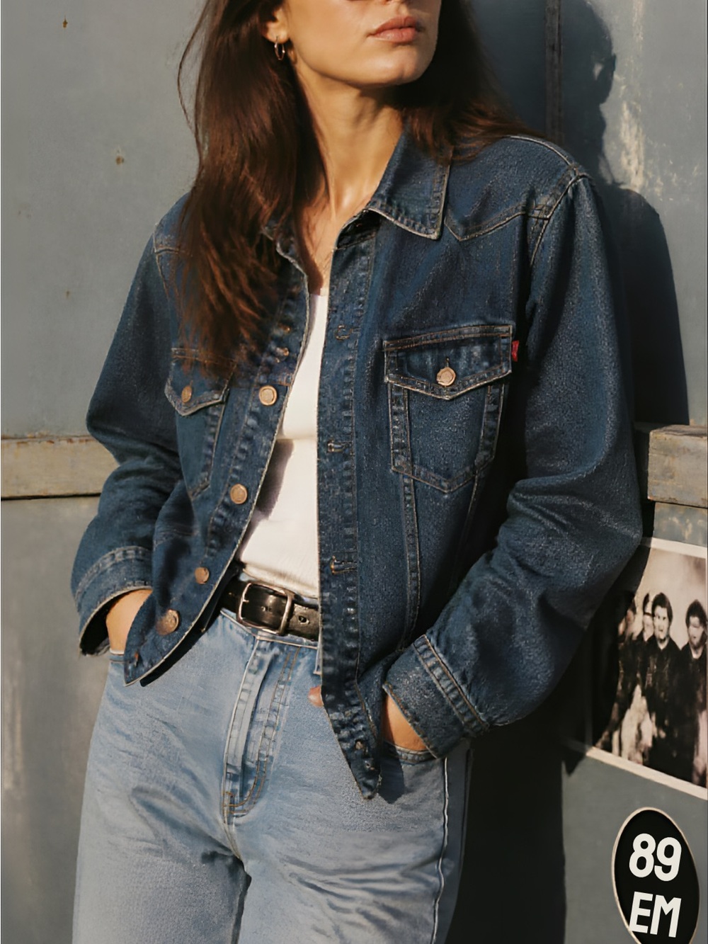 Hot Kiss Dark Indigo Denim Jean Jacket with Copper-Tone Buttons